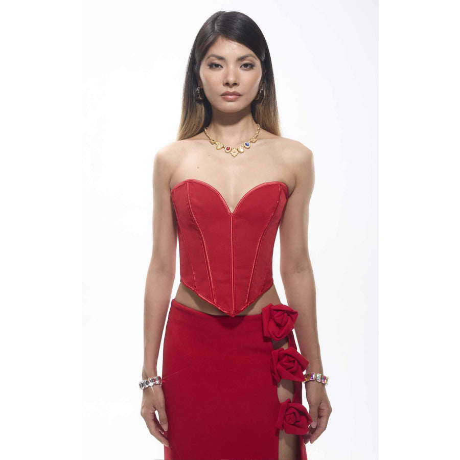 Umee Heart Shape Corsette Top Red Women’s Fashion - Women’s Clothing - Blouses & Shirts