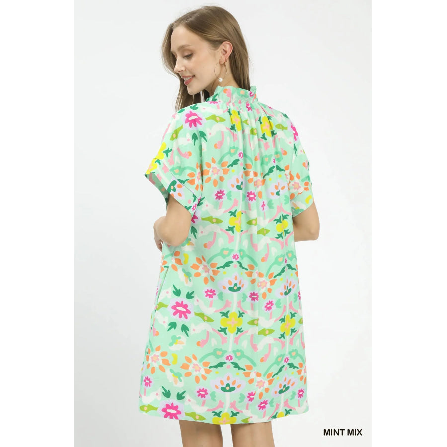 Umgee Abstract Floral Shift Dress Apparel and Accessories
