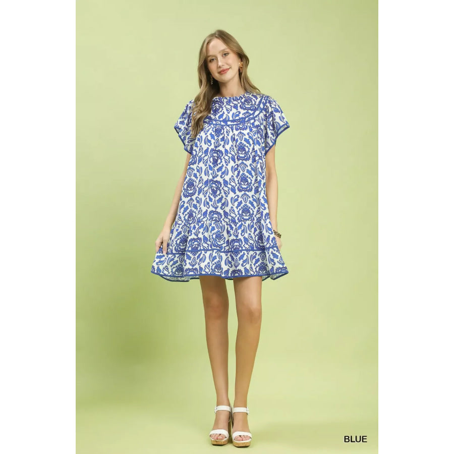 Umgee Abstract Print Babydoll Mini Dress Apparel and Accessories