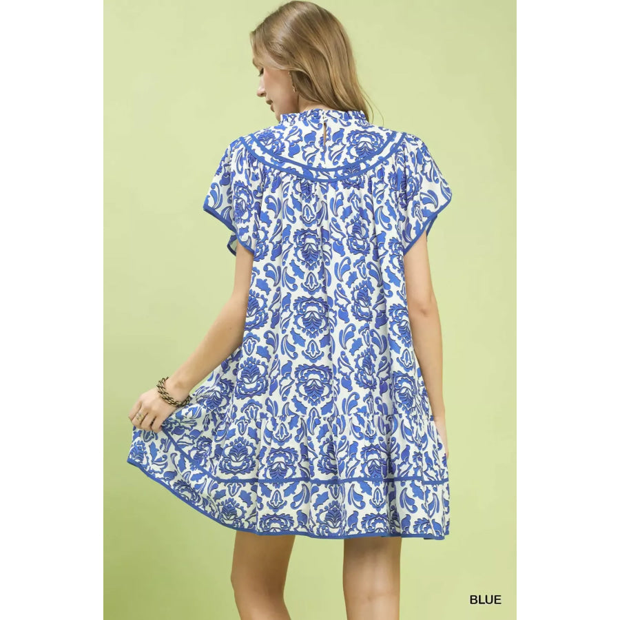 Umgee Abstract Print Babydoll Mini Dress Apparel and Accessories