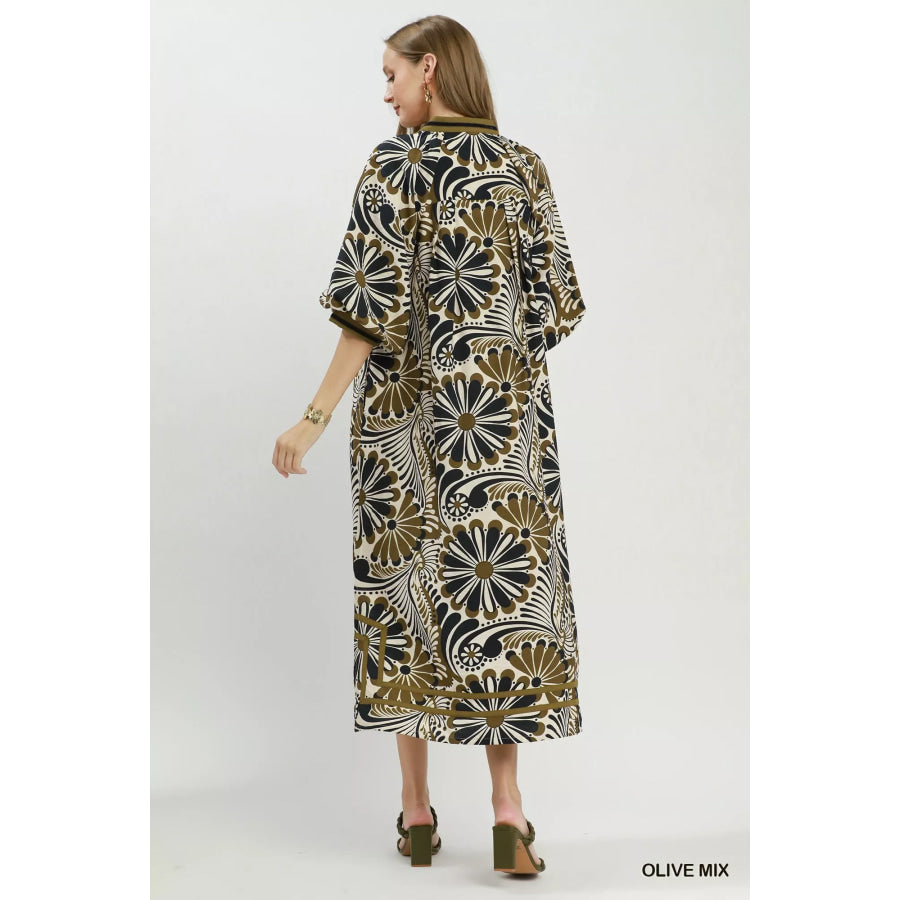 Umgee Abstract Print Midi Dress Apparel and Accessories