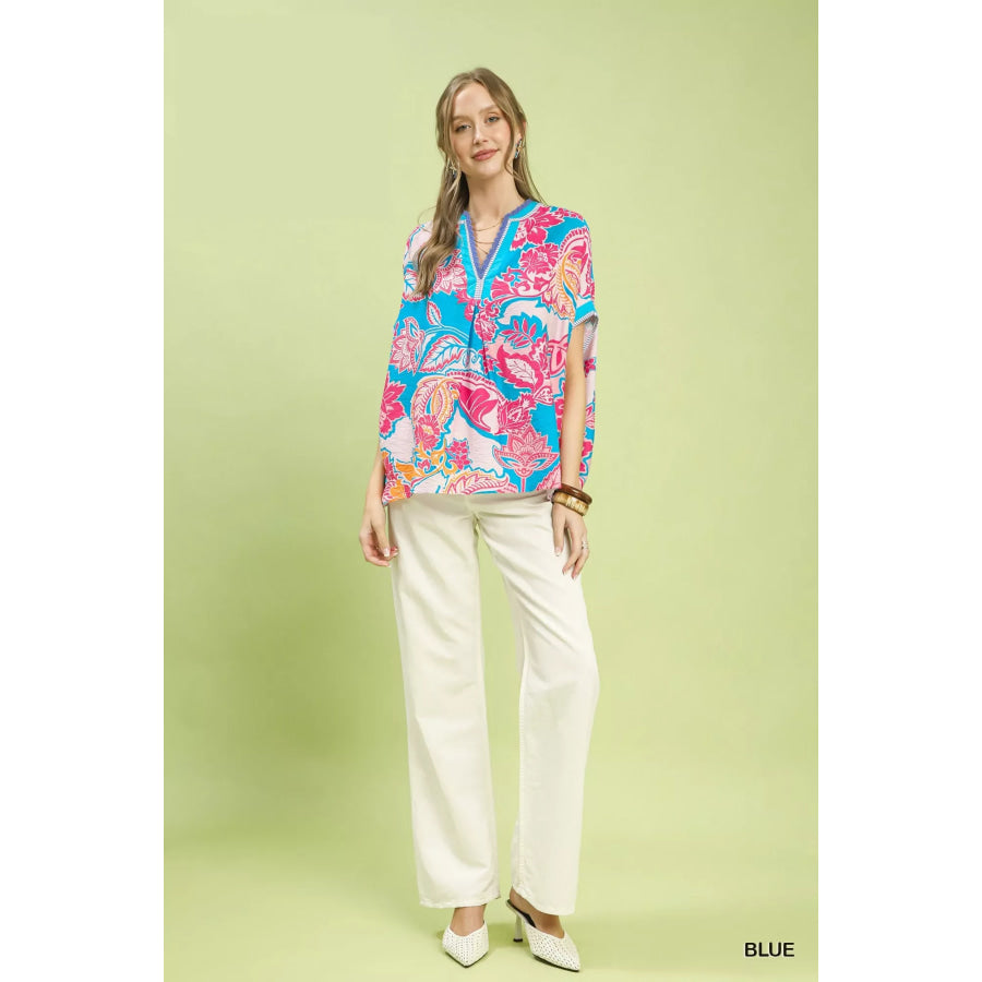 Umgee Abstract Print Oversized Top Apparel and Accessories