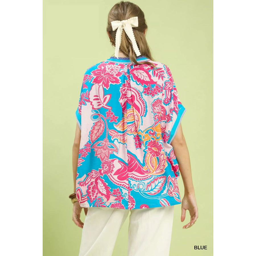 Umgee Abstract Print Oversized Top Apparel and Accessories