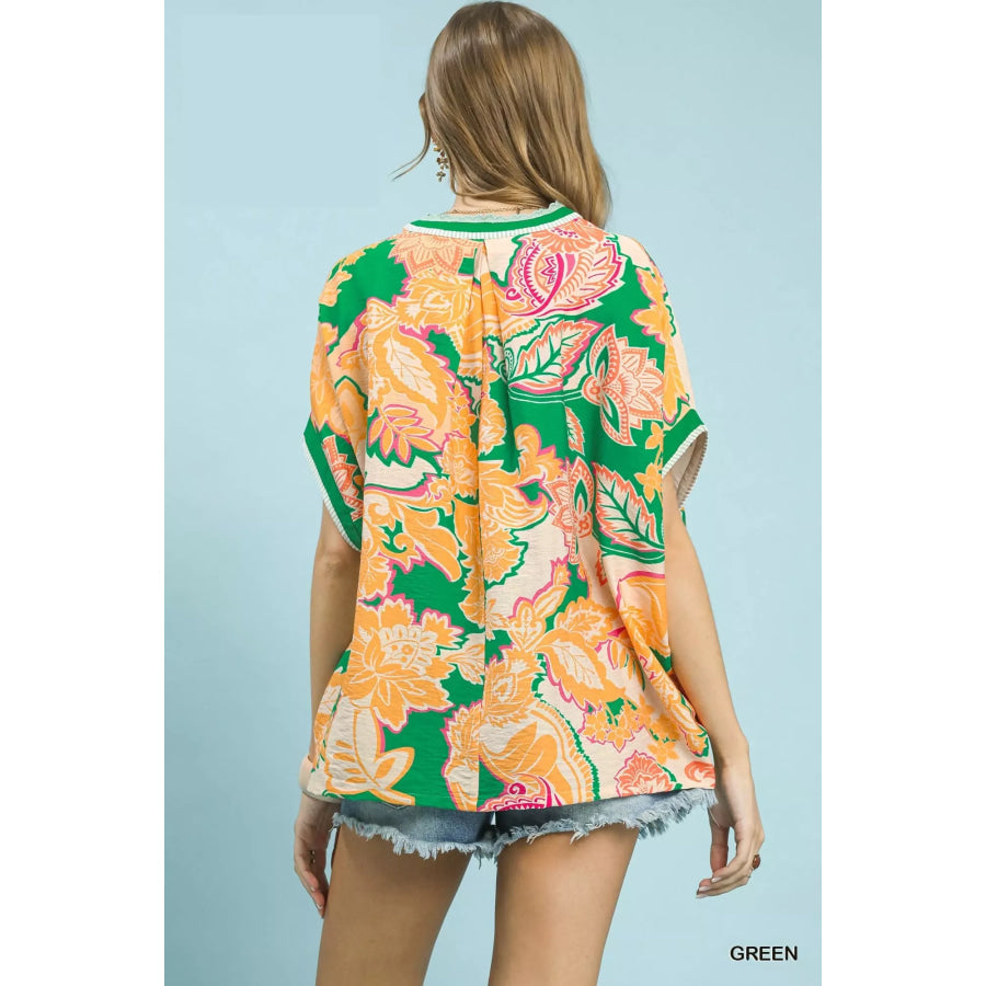Umgee Abstract Print Oversized Top Apparel and Accessories