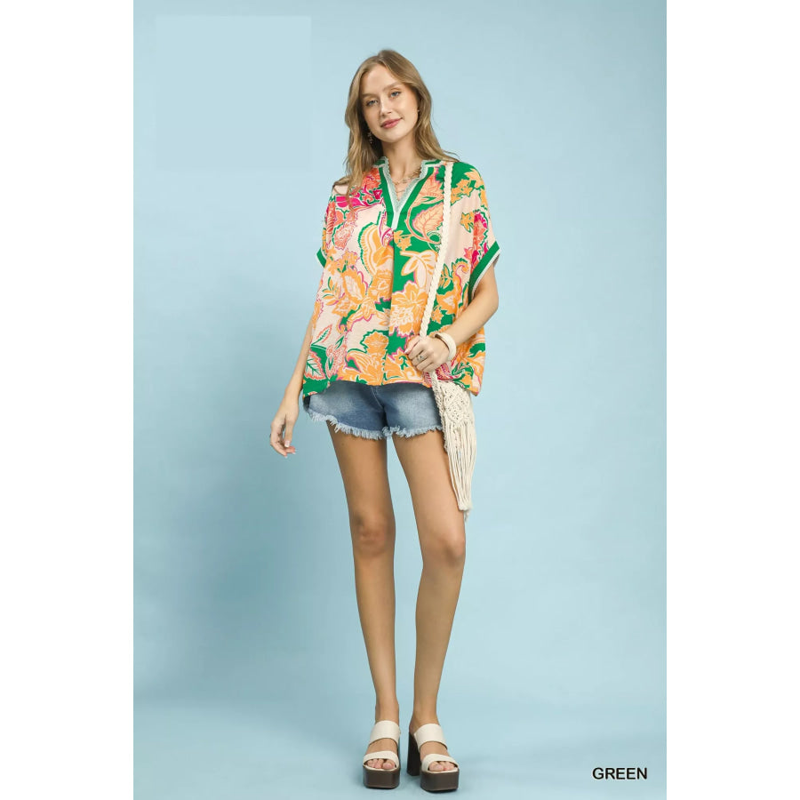 Umgee Abstract Print Oversized Top Apparel and Accessories