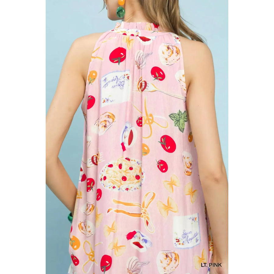 Umgee Abstract Print Tiered Halter Midi Dress Apparel and Accessories