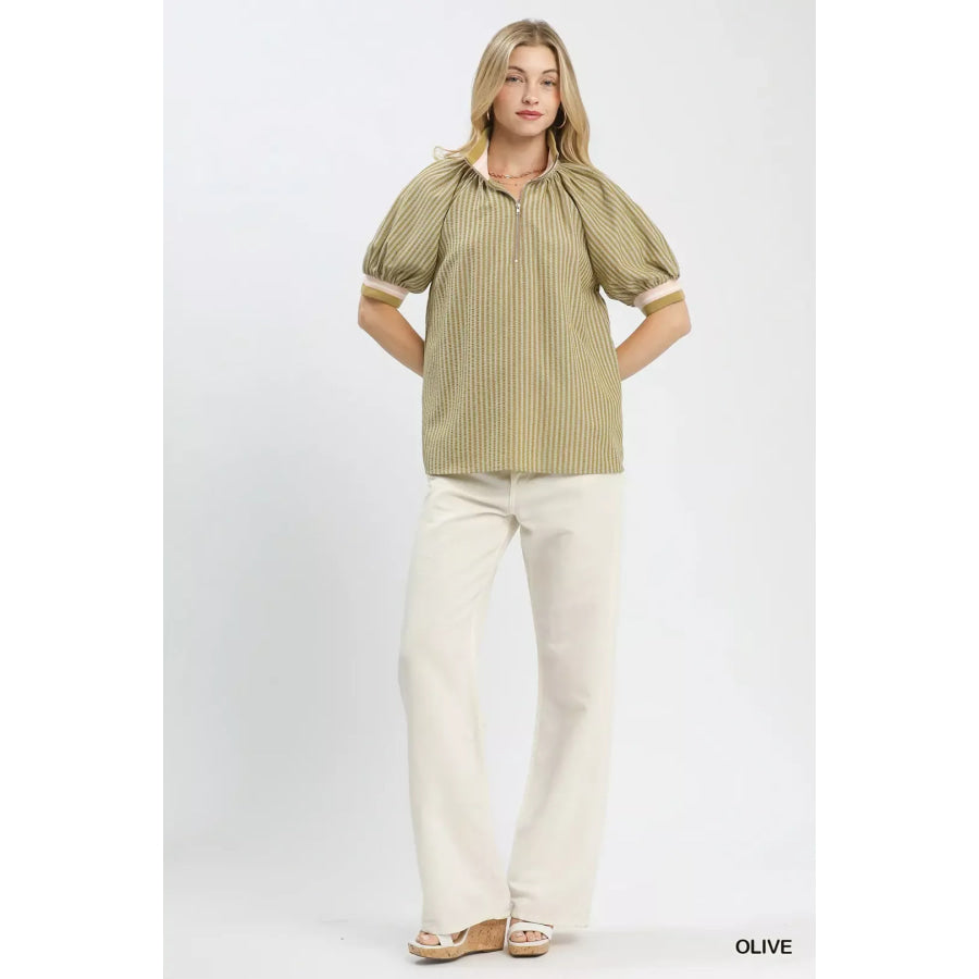 Umgee Botanical Print Blouse Apparel and Accessories