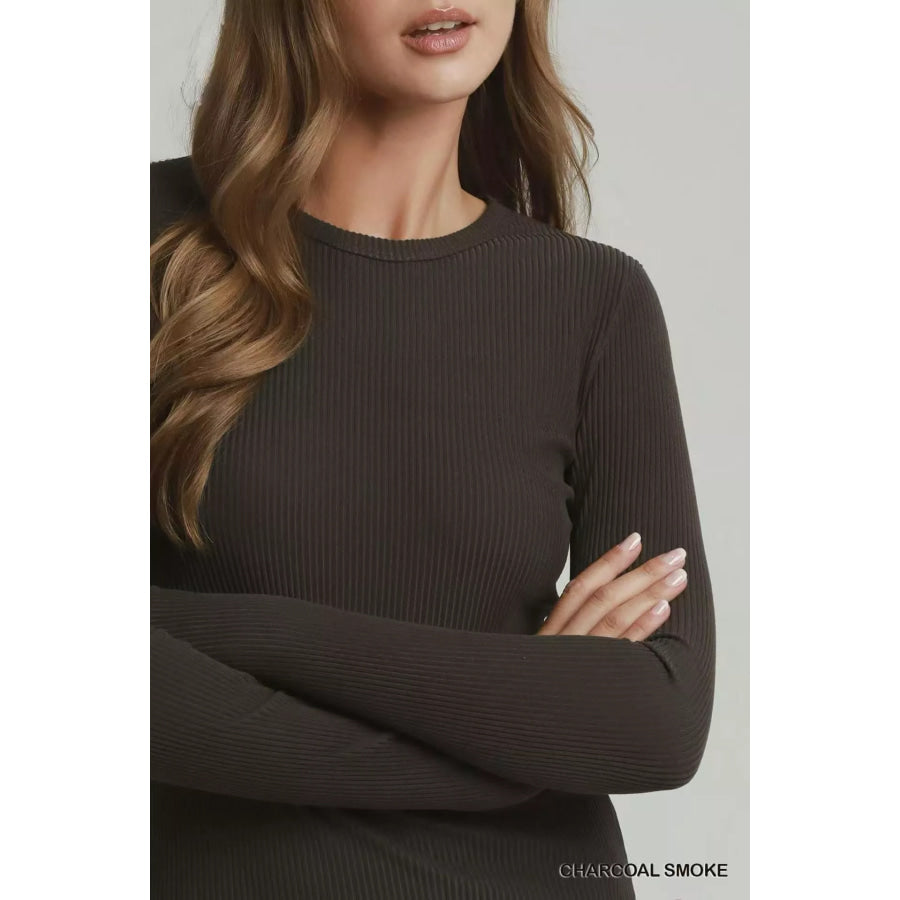 Umgee Brushed Rib Long Sleeve Top Apparel and Accessories
