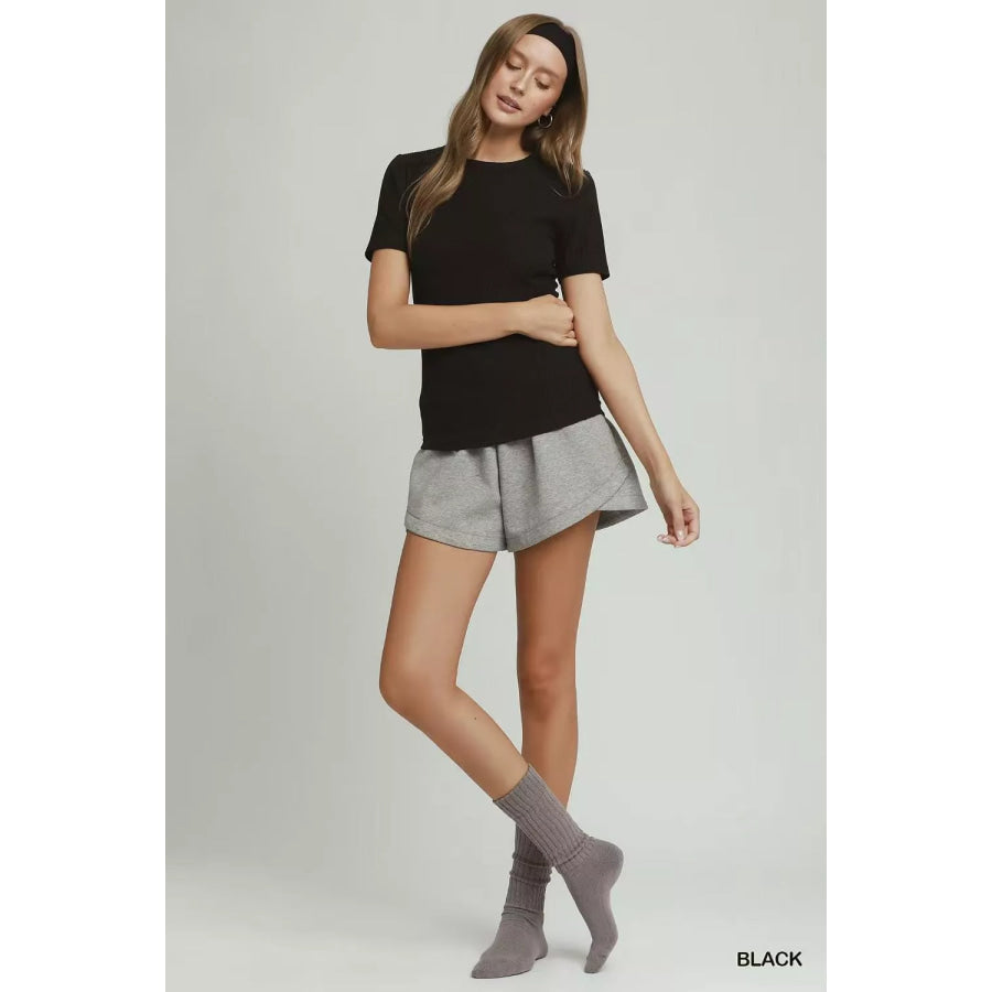 Umgee Brushed Rib Short Sleeve Top Apparel and Accessories