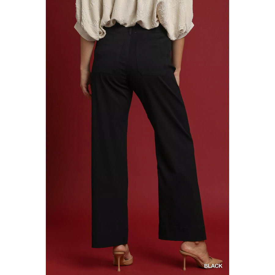 Umgee Button Stretched Pants Apparel and Accessories