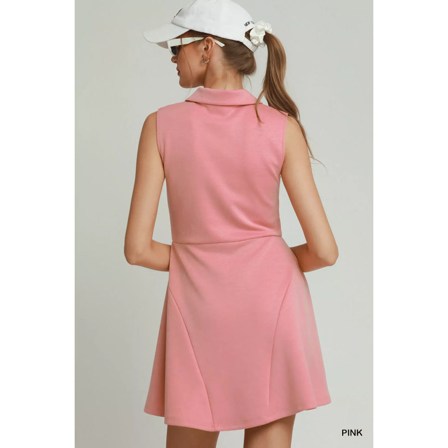 Umgee Collared Quarter Zip Tennis Dress Apparel and Accessories