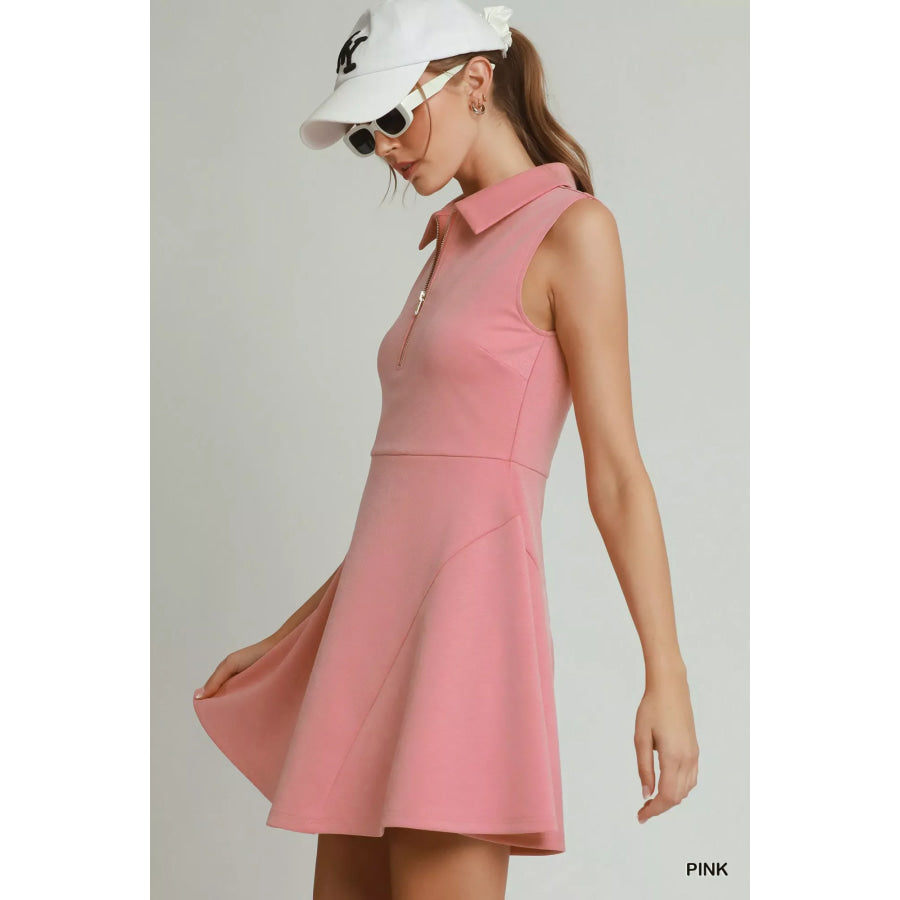 Umgee Collared Quarter Zip Tennis Dress Apparel and Accessories