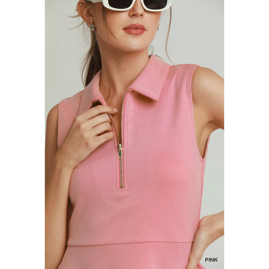 Umgee Collared Quarter Zip Tennis Dress Apparel and Accessories