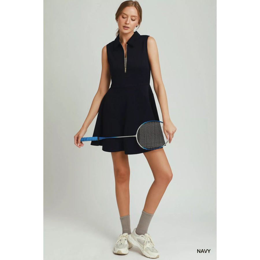 Umgee Collared Quarter Zip Tennis Dress Apparel and Accessories
