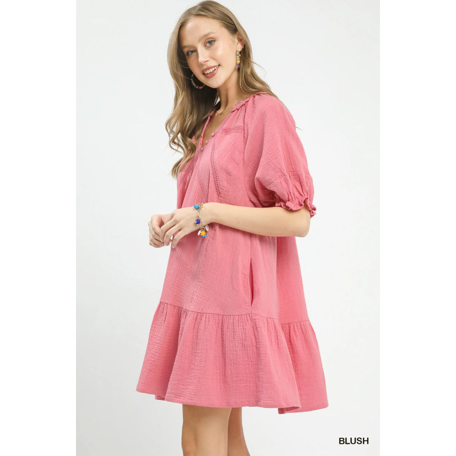 Umgee Cotton Gauze Mini Dress Apparel and Accessories