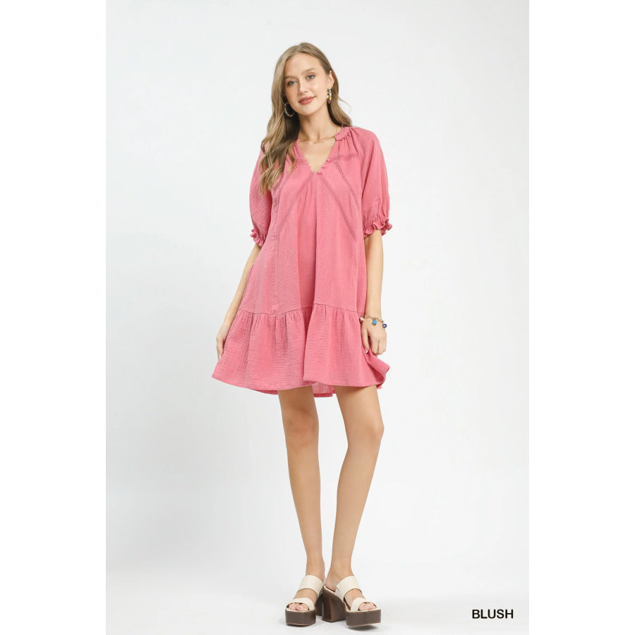 Umgee Cotton Gauze Mini Dress Apparel and Accessories
