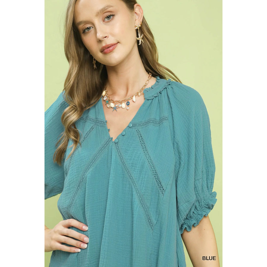 Umgee Cotton Gauze Mini Dress Apparel and Accessories