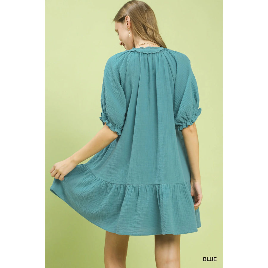 Umgee Cotton Gauze Mini Dress Apparel and Accessories