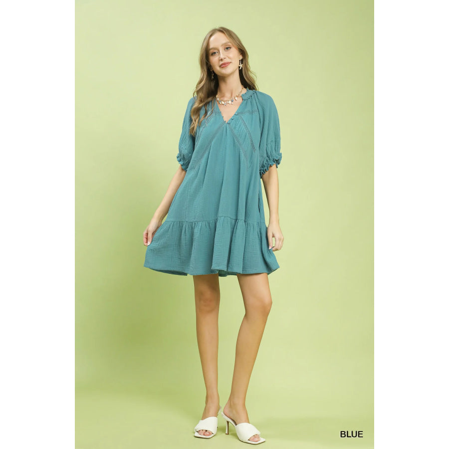 Umgee Cotton Gauze Mini Dress Apparel and Accessories