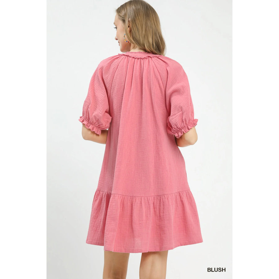 Umgee Cotton Gauze Mini Dress Apparel and Accessories