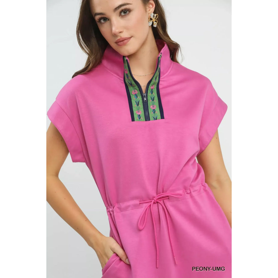 Umgee Dolman Sleeve Zip Detail Dress Apparel and Accessories