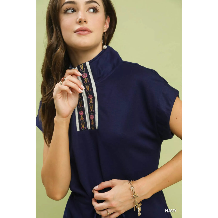 Umgee Dolman Sleeve Zip Detail Dress Apparel and Accessories