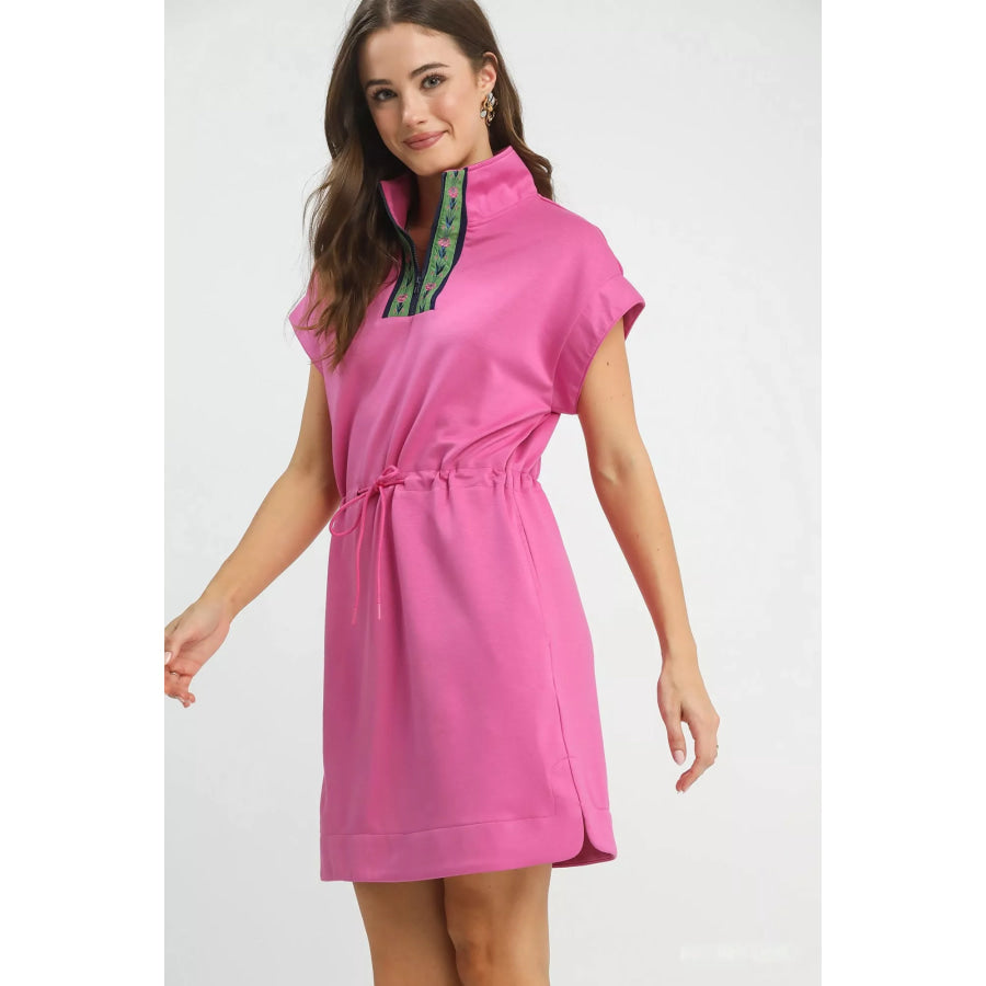 Umgee Dolman Sleeve Zip Detail Dress Apparel and Accessories