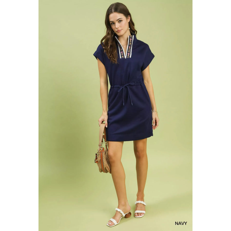 Umgee Dolman Sleeve Zip Detail Dress Apparel and Accessories