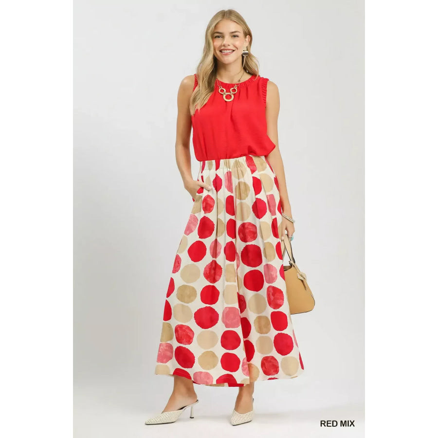 Umgee Dot Print Wide Leg Pants Apparel and Accessories