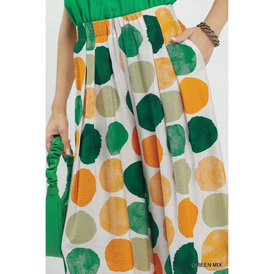 Umgee Dot Print Wide Leg Pants Apparel and Accessories