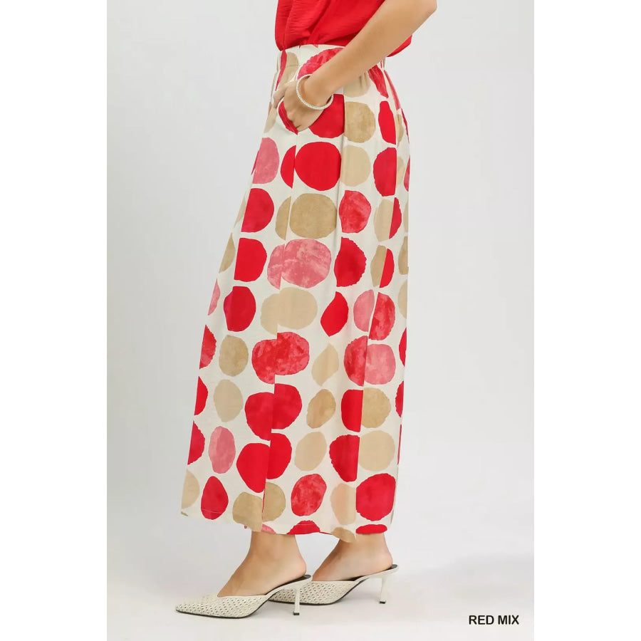 Umgee Dot Print Wide Leg Pants Apparel and Accessories