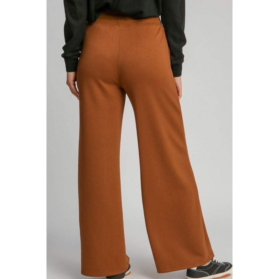 Umgee Drawstring Wide Leg Pants with Pockets Terracotta / S Apparel and Accessories