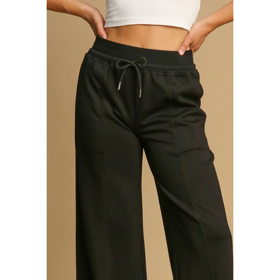 Umgee Drawstring Wide Leg Pants with Pockets Apparel and Accessories