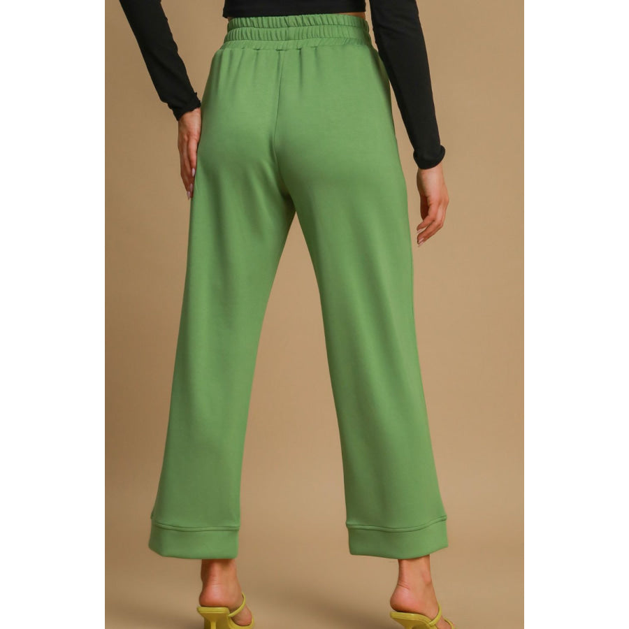 Umgee Drawstring Wide Leg Pants with Pockets Apparel and Accessories