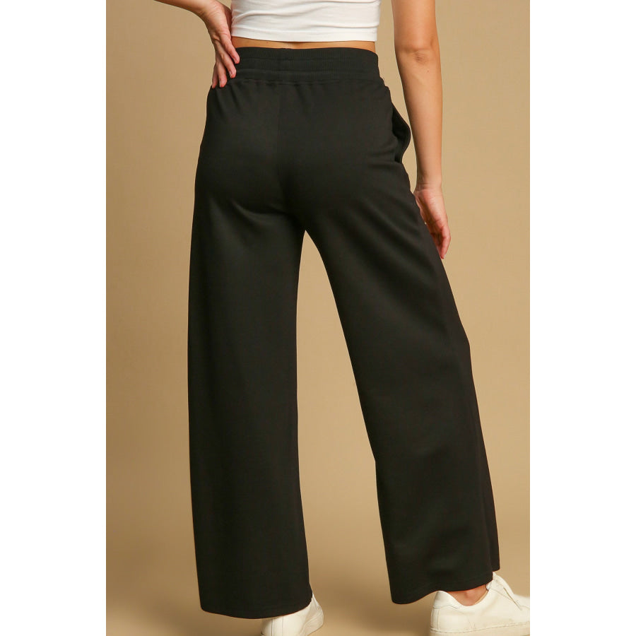 Umgee Drawstring Wide Leg Pants with Pockets Apparel and Accessories