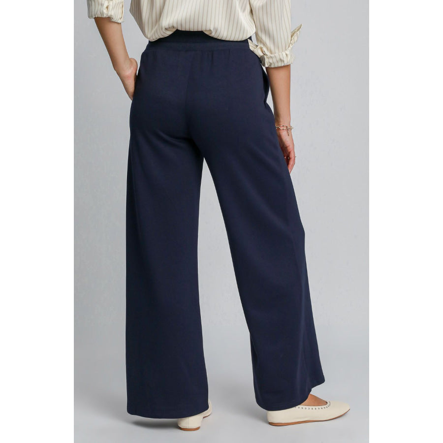 Umgee Drawstring Wide Leg Pants with Pockets Apparel and Accessories