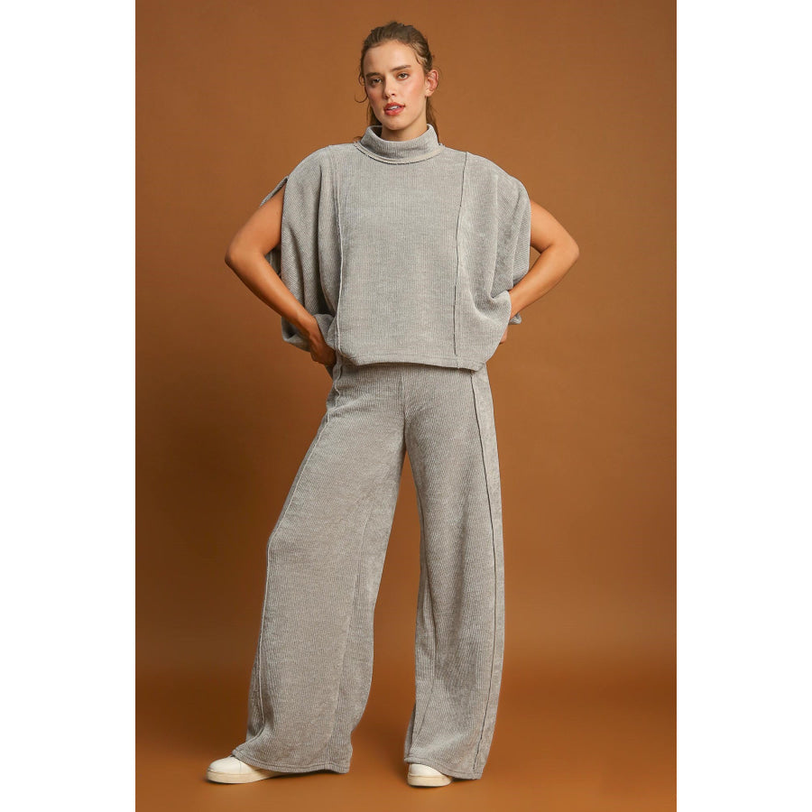 Umgee Elastic Waist Wide Leg Pants Apparel and Accessories