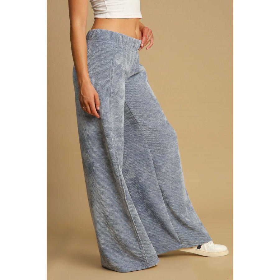 Umgee Elastic Waist Wide Leg Pants Apparel and Accessories