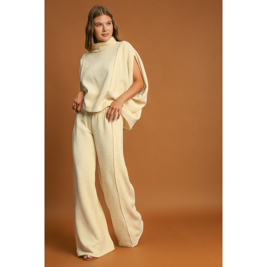 Umgee Elastic Waist Wide Leg Pants Apparel and Accessories