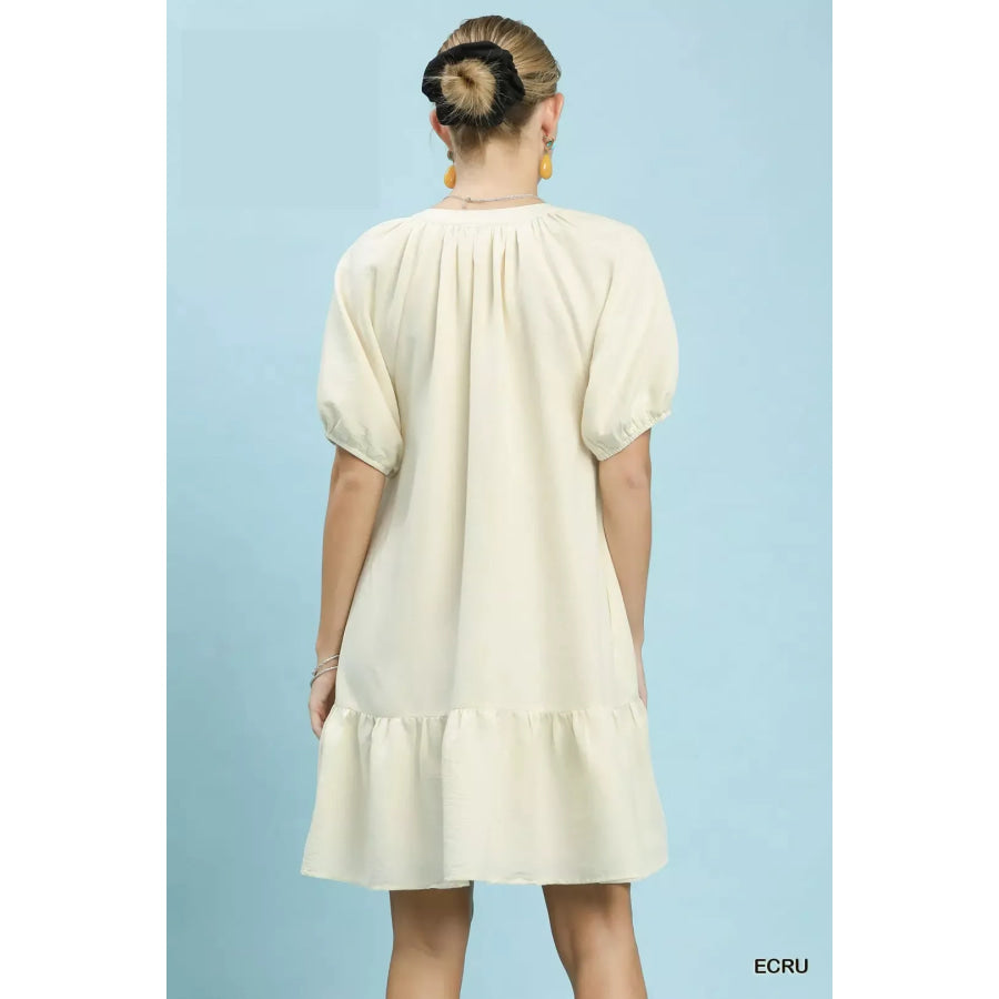 Umgee Embroidered Floral Babydoll Dress Apparel and Accessories