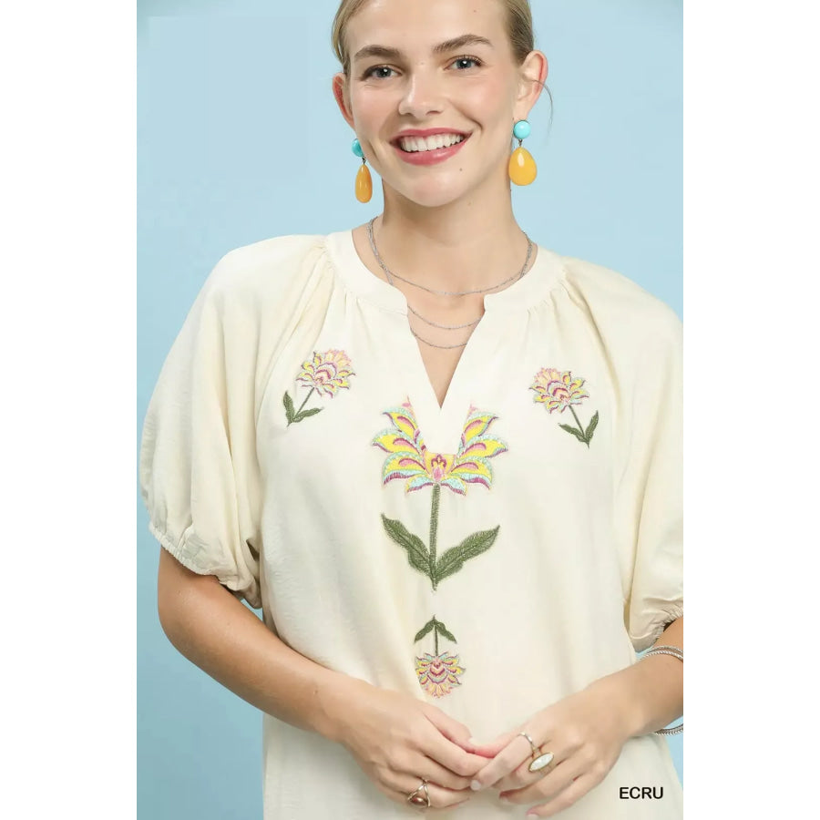 Umgee Embroidered Floral Babydoll Dress Apparel and Accessories