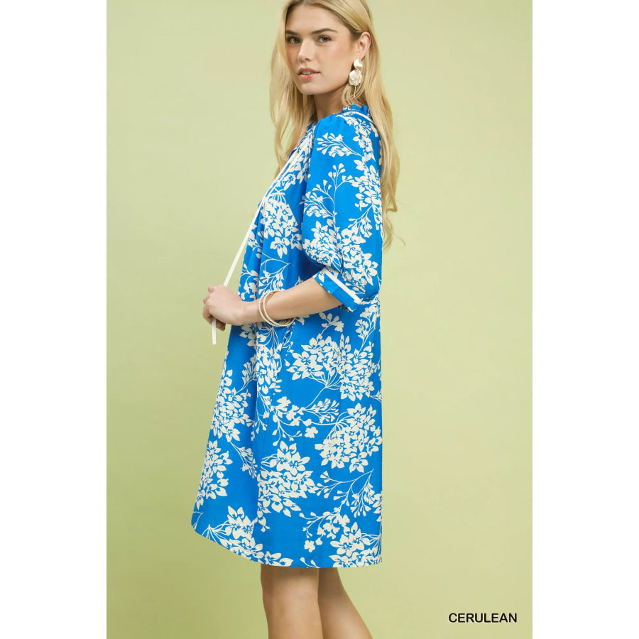 Umgee Floral Babydoll Dress with Pockets Apparel and Accessories
