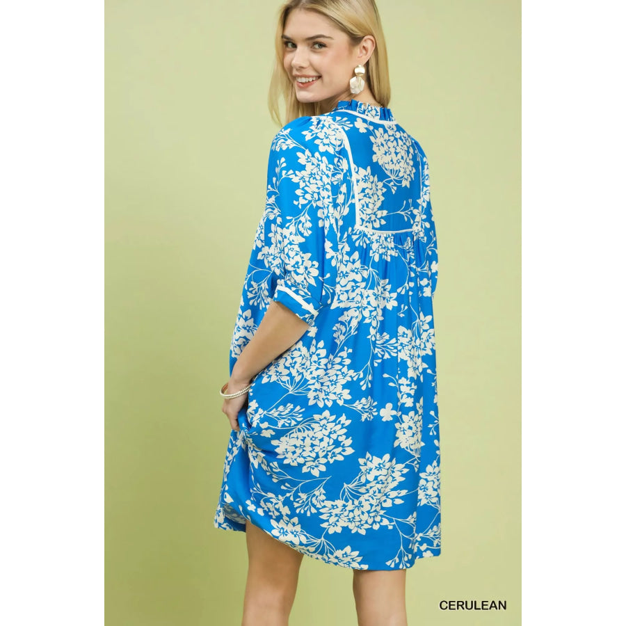 Umgee Floral Babydoll Dress with Pockets Apparel and Accessories