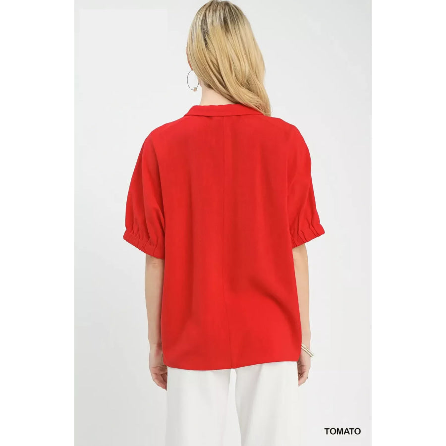 Umgee Floral Embroidered Sleeve Blouse Apparel and Accessories
