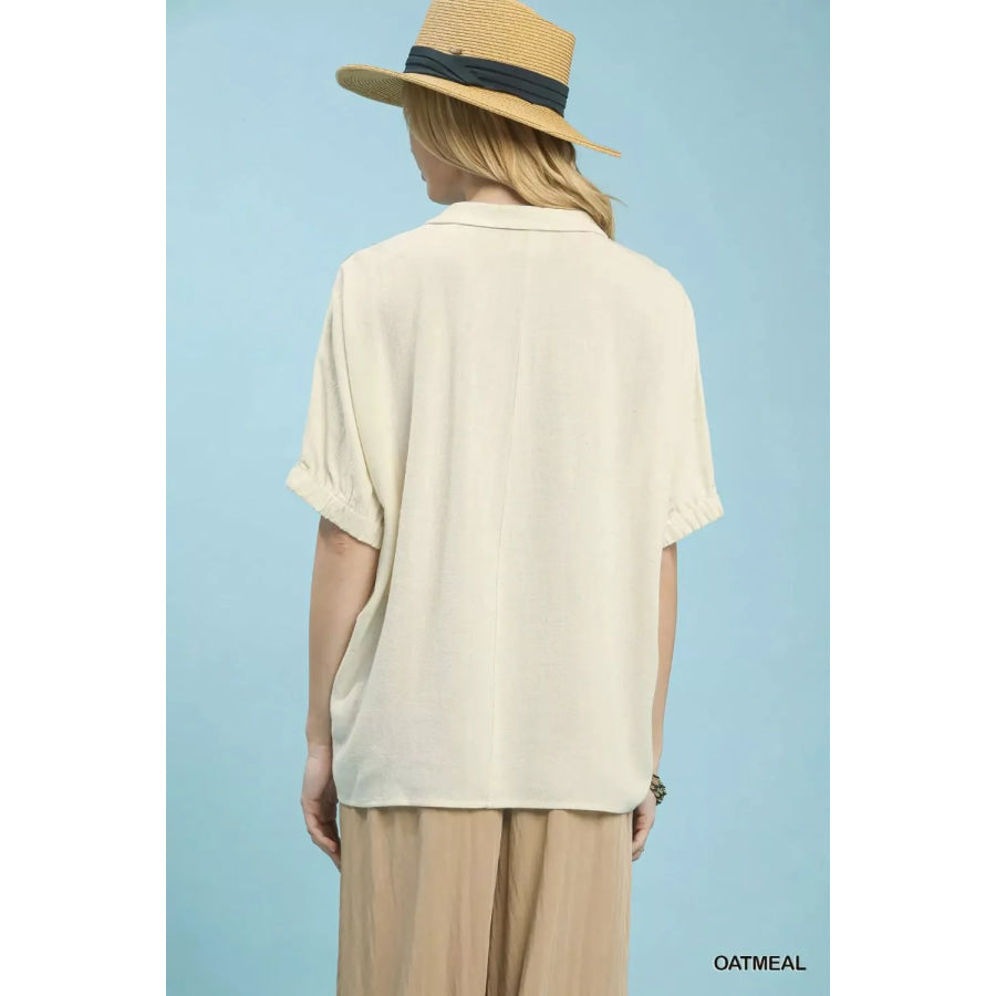 Umgee Floral Embroidered Sleeve Blouse Apparel and Accessories