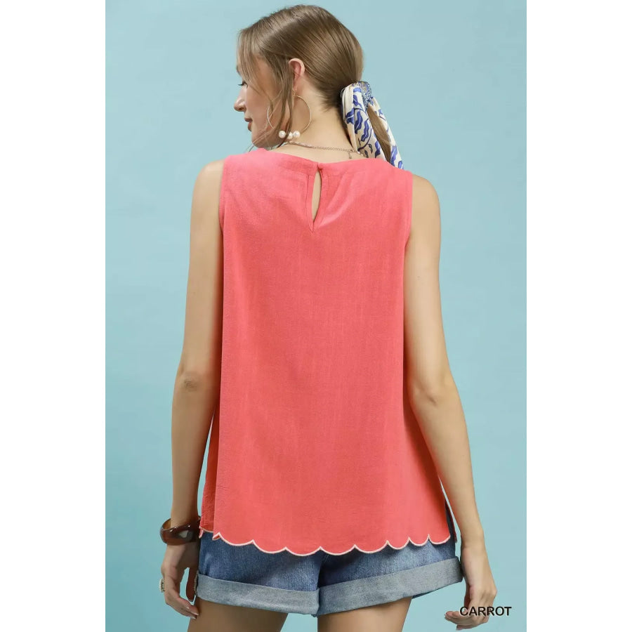 Umgee Floral Embroidered Sleeveless Top Apparel and Accessories