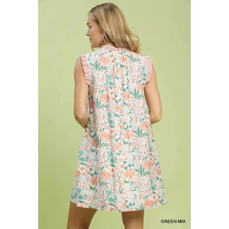 Umgee Floral Print Babydoll Dress Apparel and Accessories