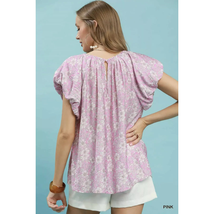 Umgee Umgee Floral Puff Sleeve Blouse Apparel and Accessories