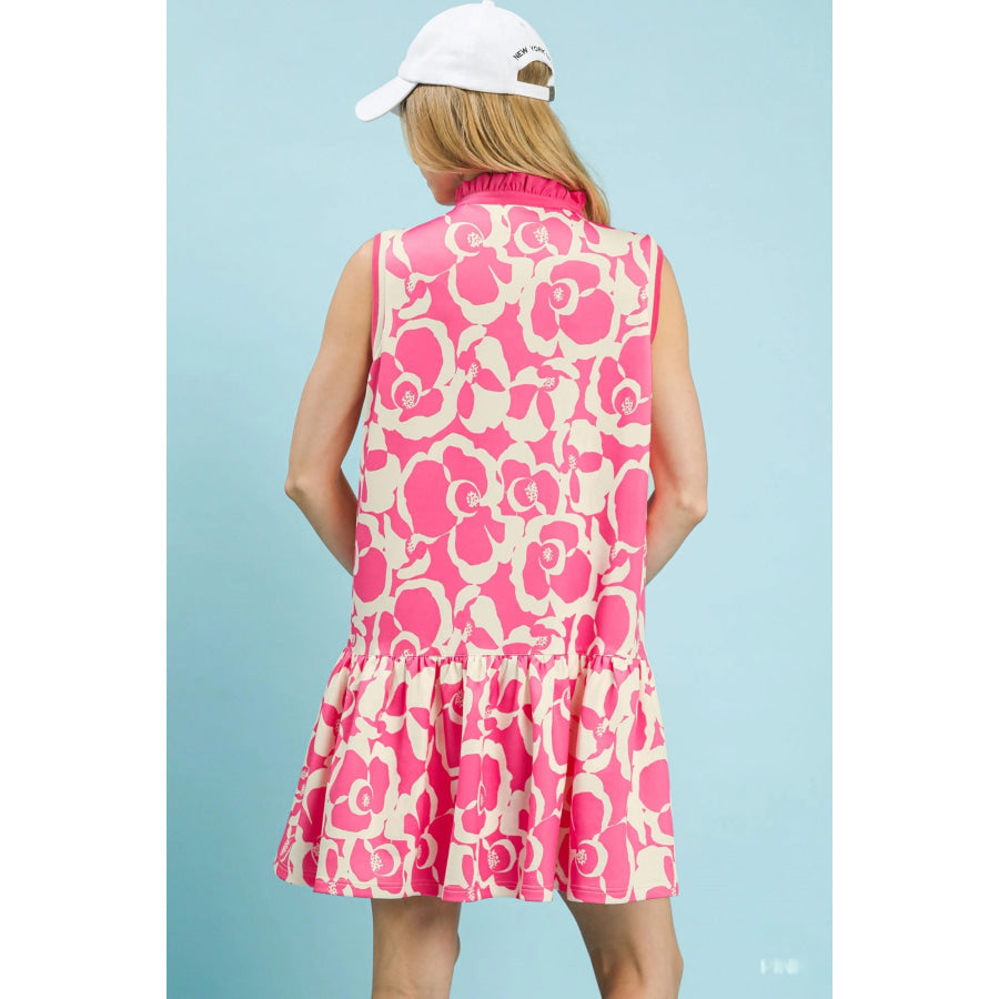 Umgee Floral Sleeveless Tiered Dress Apparel and Accessories