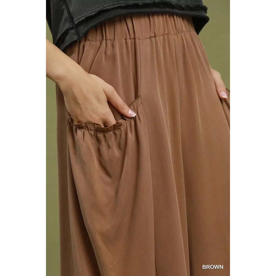 Umgee Flowy Wide Leg Pocket Pants Apparel and Accessories